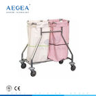 AG-SS019 สองถุง SS โครงโรงพยาบาลรถเข็นผ้าลินินทางการแพทย์รวมทั้งการขาย